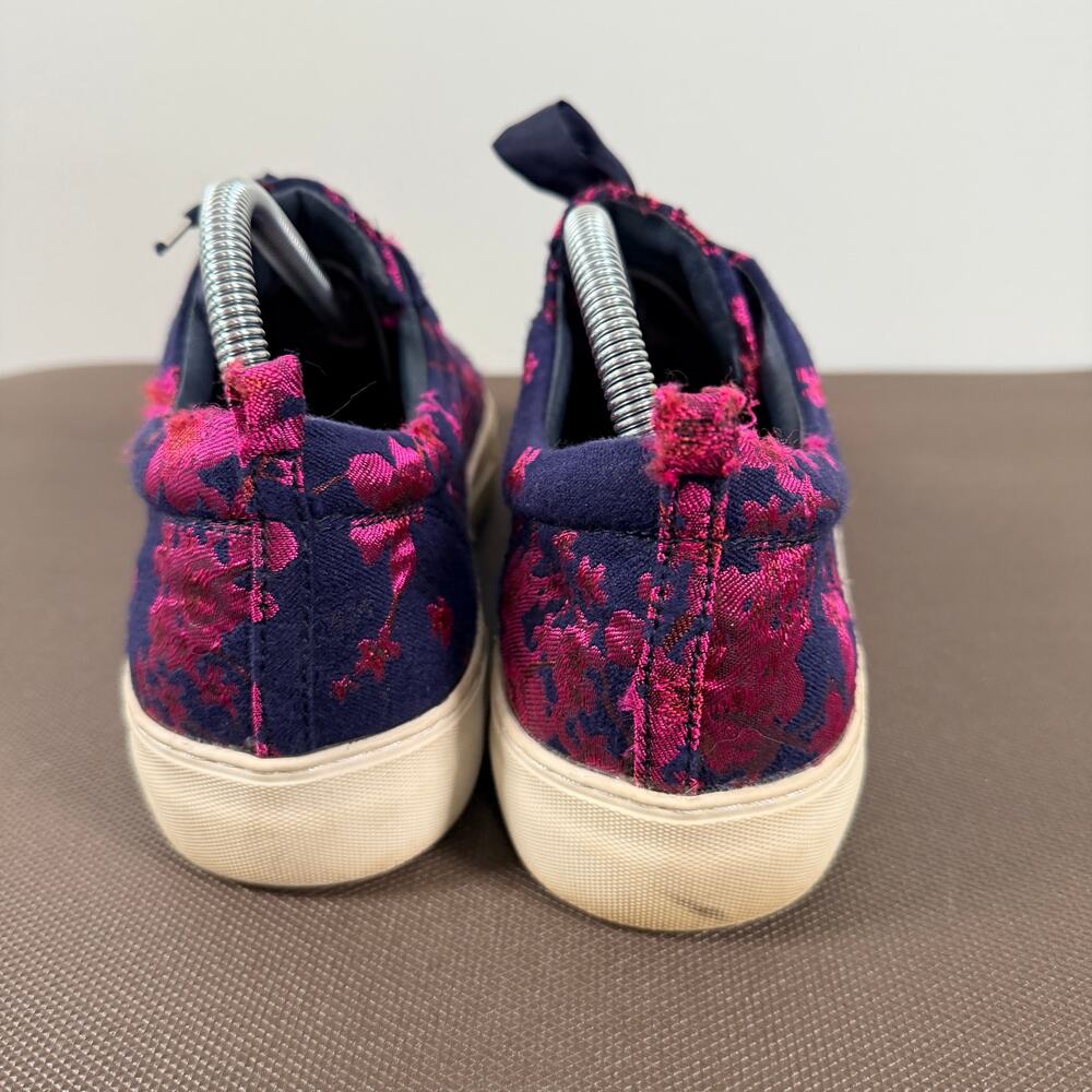 J/Slides JSlides Floral Brocade Sneakers Navy & Fuschia Pink Lace Up Size 10 - Picture 7 of 10